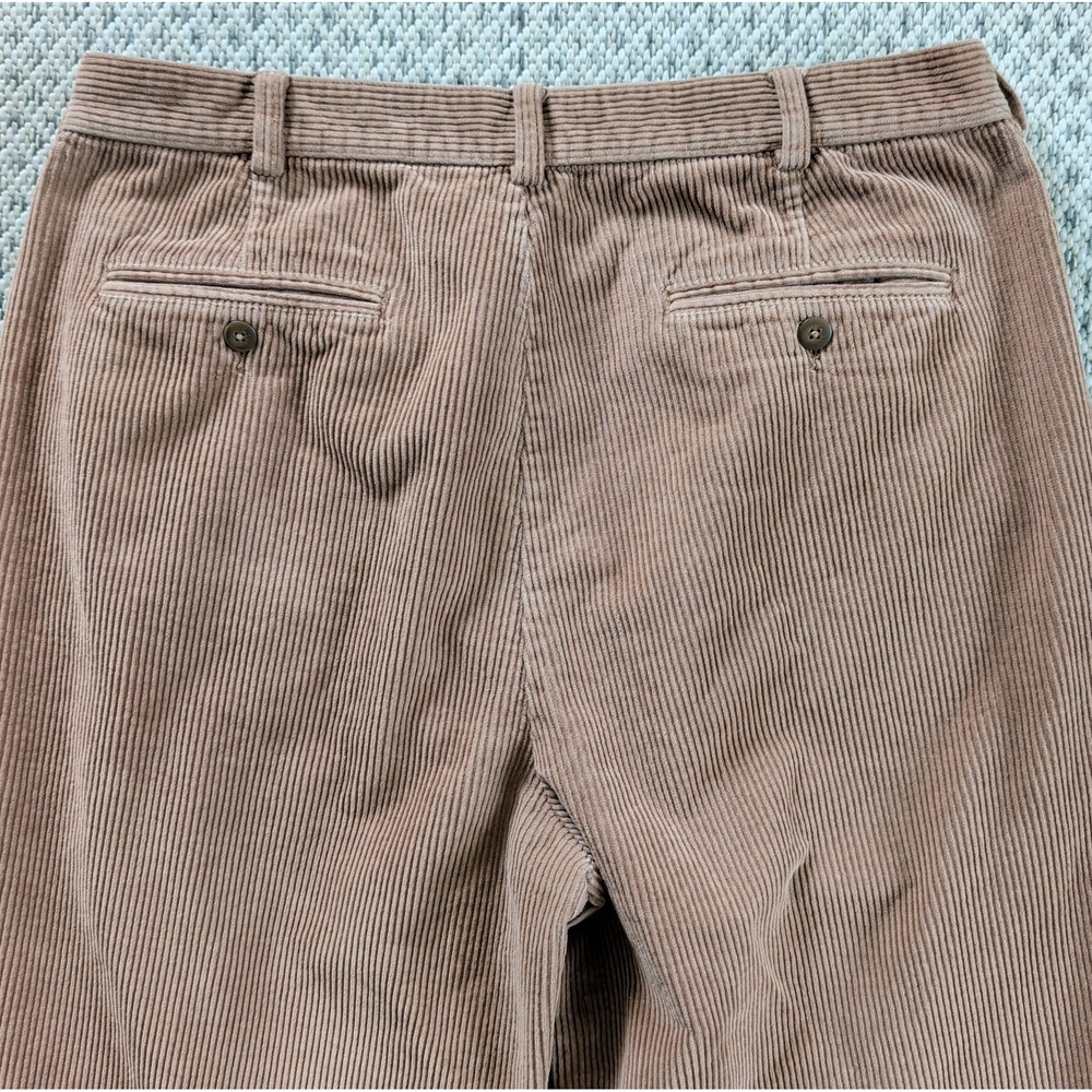 Vtg Jos A Bank CORDUROY Wide Wale Pants Mens 36x30 Brown Pleated Trousers Cuffed - Picture 8 of 12